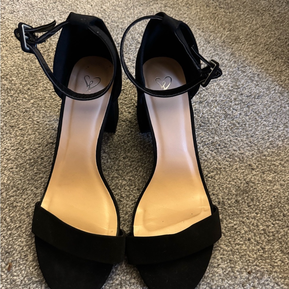 Windsor Black Stiletto Heels with Ankle Strap